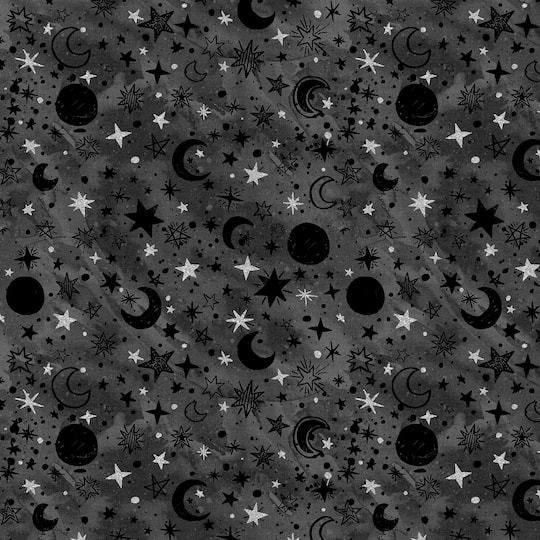 Fabric Editions Gray Starry Night Cotton Fabric